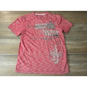 Guess T-shirt Mens S Red Heathered Space-Dye Graphic Burnout Grunge Y2K Tee
